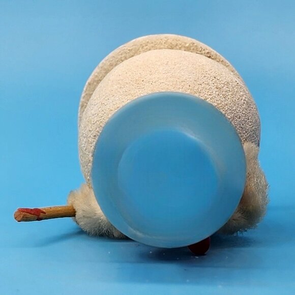 Vintage 1950s Putz Snowman Japan Spun Cotton Mica Snow Blue Hat Chenille Arms - Picture 7 of 8